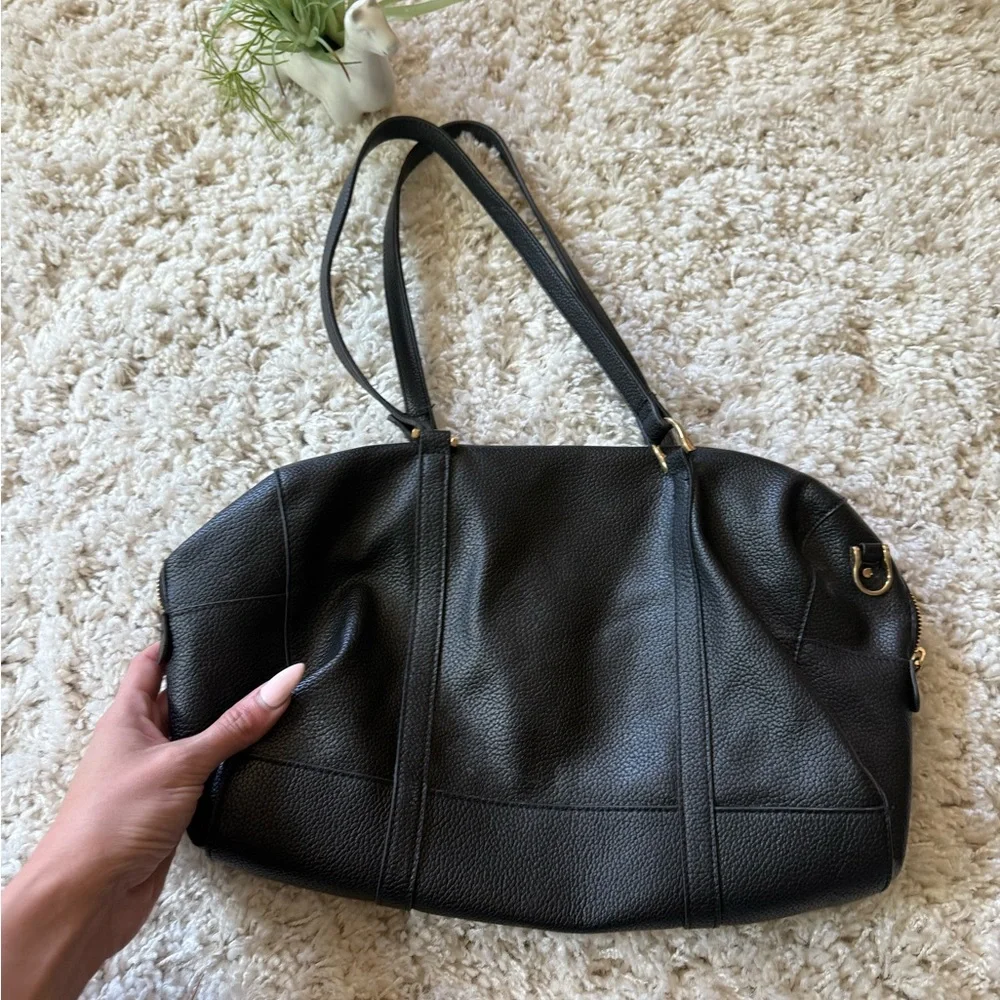 A New Day Black Shoulder Bag with Pebbled Leather